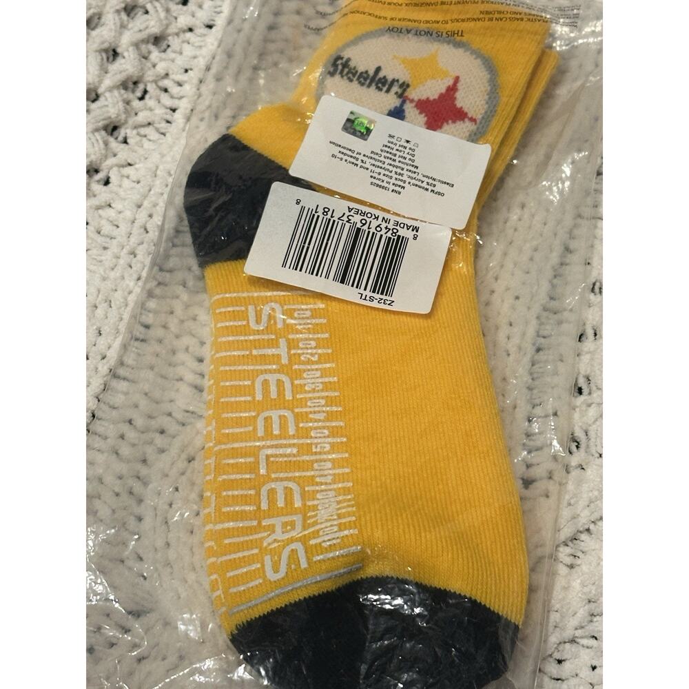 Steelers Men’s Size 5-10 NFL Crew socks Yellow & Black NWT Sports Football - Picture 6 of 6